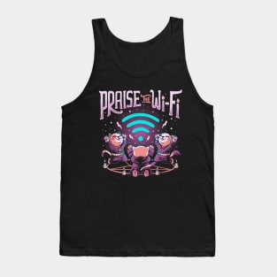 Praise the Wifi Funny Evil Worship Cats Tank Top